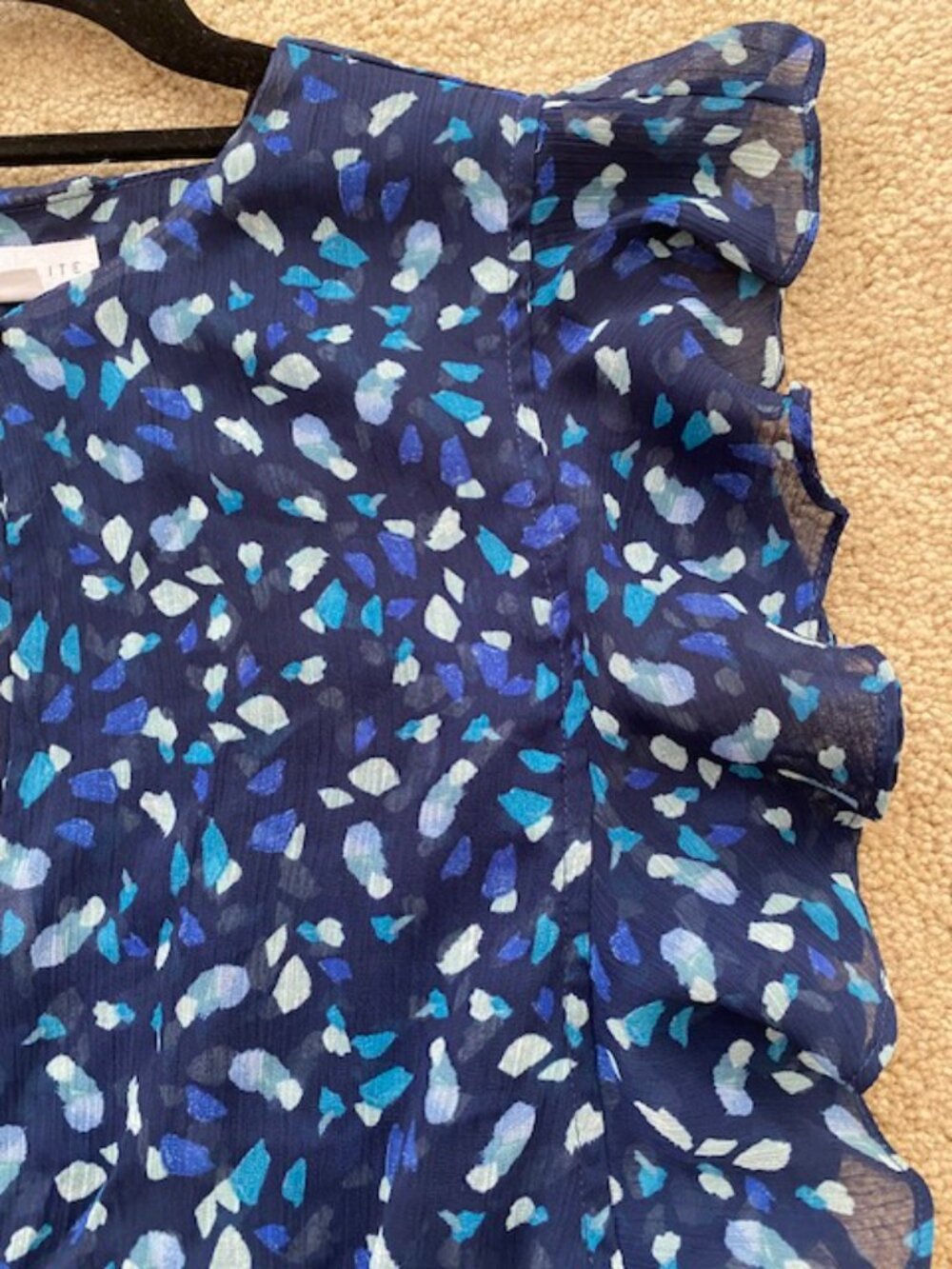 Floral Print Ruffle Blue Dress Socialite - Picture 7 of 7